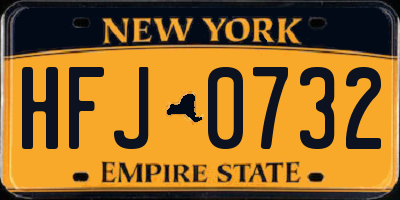 NY license plate HFJ0732