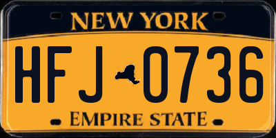 NY license plate HFJ0736