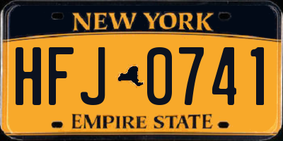 NY license plate HFJ0741