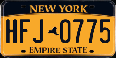 NY license plate HFJ0775