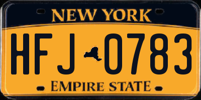 NY license plate HFJ0783