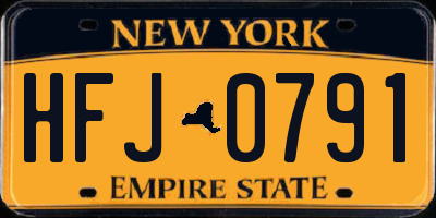 NY license plate HFJ0791