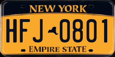 NY license plate HFJ0801