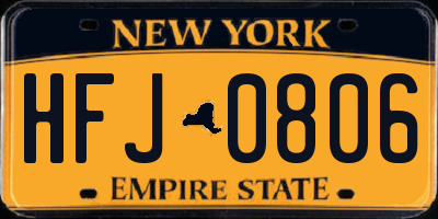 NY license plate HFJ0806
