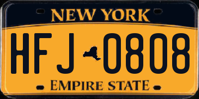 NY license plate HFJ0808