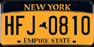 NY license plate HFJ0810