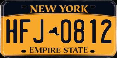 NY license plate HFJ0812