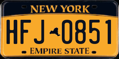 NY license plate HFJ0851