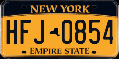 NY license plate HFJ0854