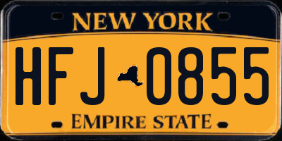 NY license plate HFJ0855