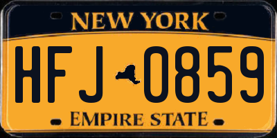 NY license plate HFJ0859