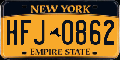 NY license plate HFJ0862