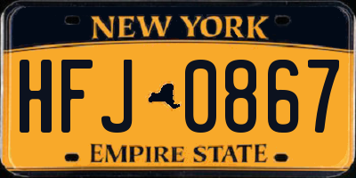 NY license plate HFJ0867