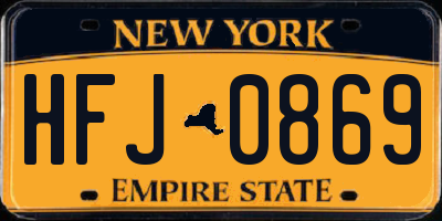 NY license plate HFJ0869