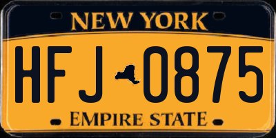NY license plate HFJ0875