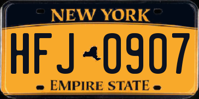 NY license plate HFJ0907