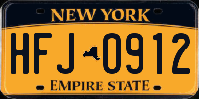 NY license plate HFJ0912