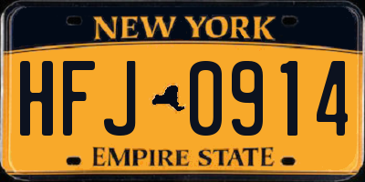 NY license plate HFJ0914