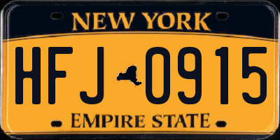 NY license plate HFJ0915