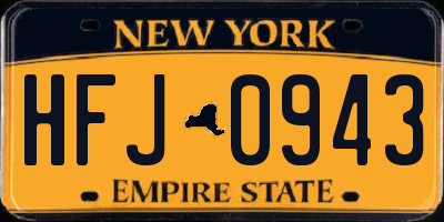 NY license plate HFJ0943