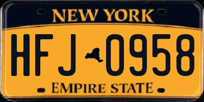 NY license plate HFJ0958