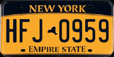 NY license plate HFJ0959