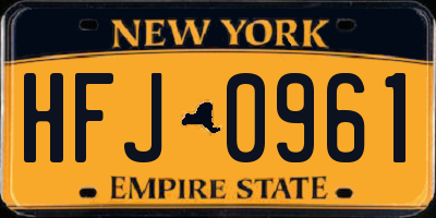 NY license plate HFJ0961