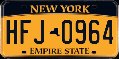 NY license plate HFJ0964