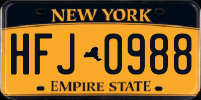 NY license plate HFJ0988