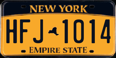 NY license plate HFJ1014