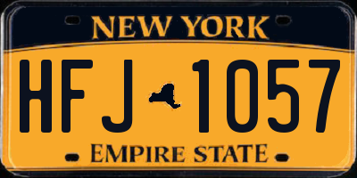 NY license plate HFJ1057