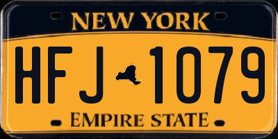 NY license plate HFJ1079