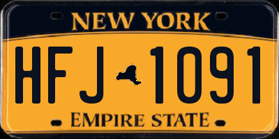 NY license plate HFJ1091