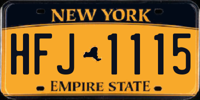 NY license plate HFJ1115