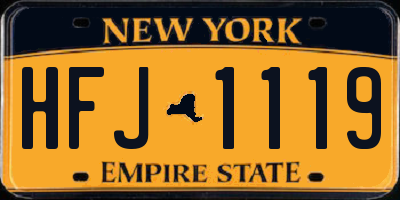 NY license plate HFJ1119