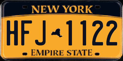 NY license plate HFJ1122