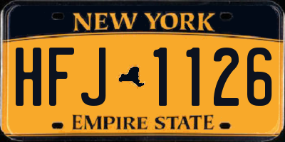 NY license plate HFJ1126