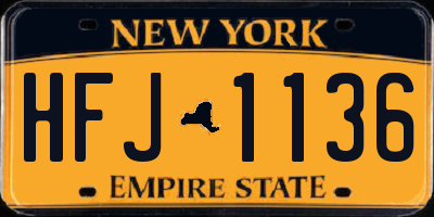 NY license plate HFJ1136