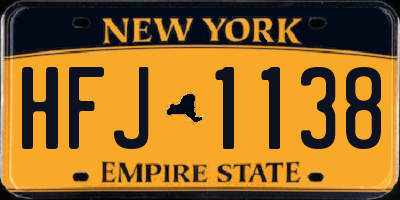 NY license plate HFJ1138