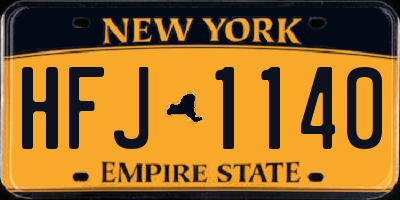 NY license plate HFJ1140