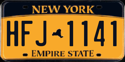 NY license plate HFJ1141