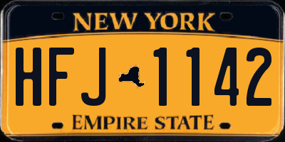 NY license plate HFJ1142