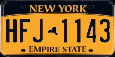 NY license plate HFJ1143