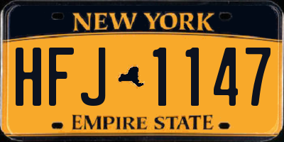 NY license plate HFJ1147