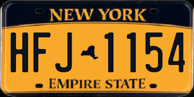 NY license plate HFJ1154
