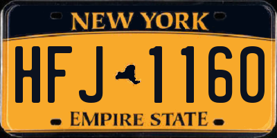 NY license plate HFJ1160