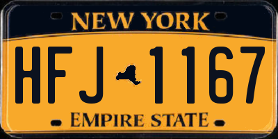 NY license plate HFJ1167