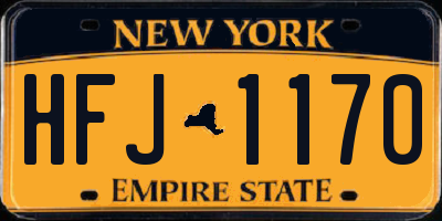 NY license plate HFJ1170
