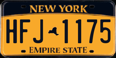 NY license plate HFJ1175