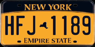 NY license plate HFJ1189